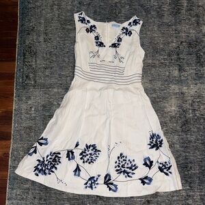 ANTONIO MELANI White and Blue Floral Mini Dress